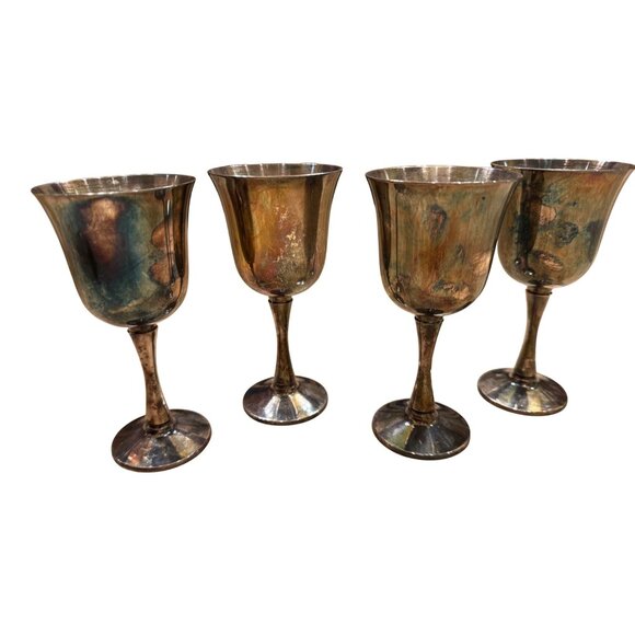 Set Of 4 Vintage Salem Silver-Plated Goblets - Picture 1 of 7